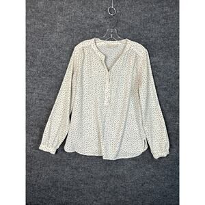 Loft Womens Printed Popover Blouse Size Medium Office Career Long Sleeve Top